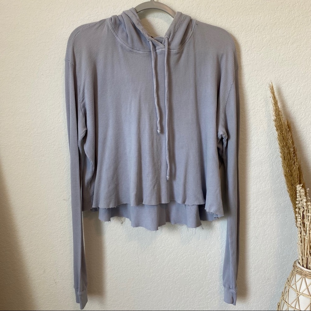 Brandy Melville Raw Hem Waffle Hoodie